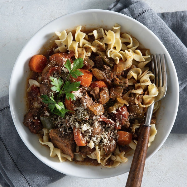 Beef Goulash with Fusilli Pasta
