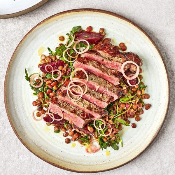 Steak with Charred Beetroot & Braised Lentils(S)
