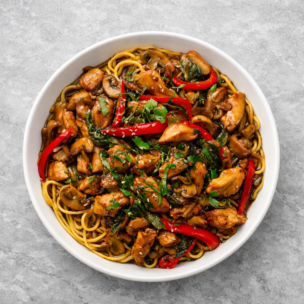 Black pepper Chicken With Soy Spaghetti (S)