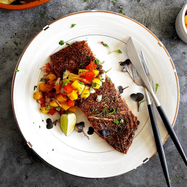 Cajun spiced salmon with Asian Salsa(S)
