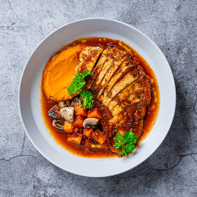 Coq Au Vin with Sweet Potato Mash(B)