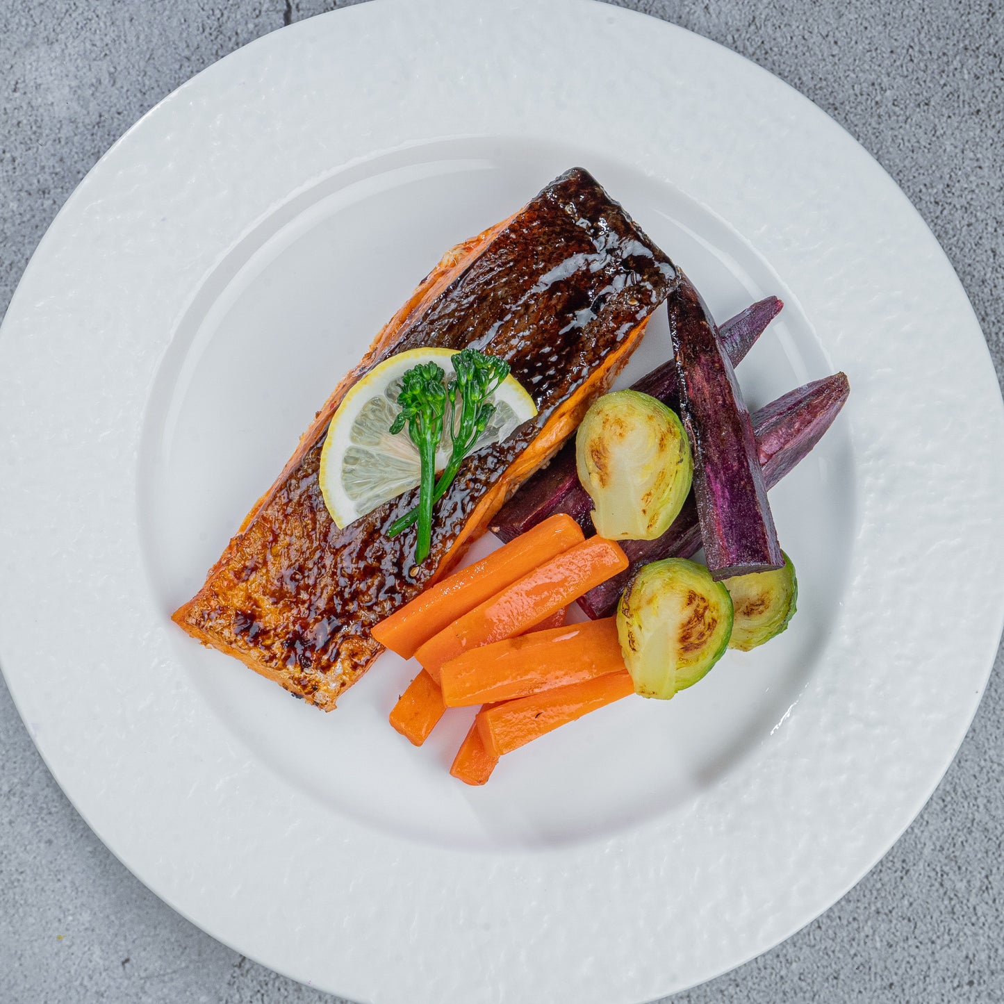 Roasted Salmon with Maple Glazed Winter Vegetables(S)