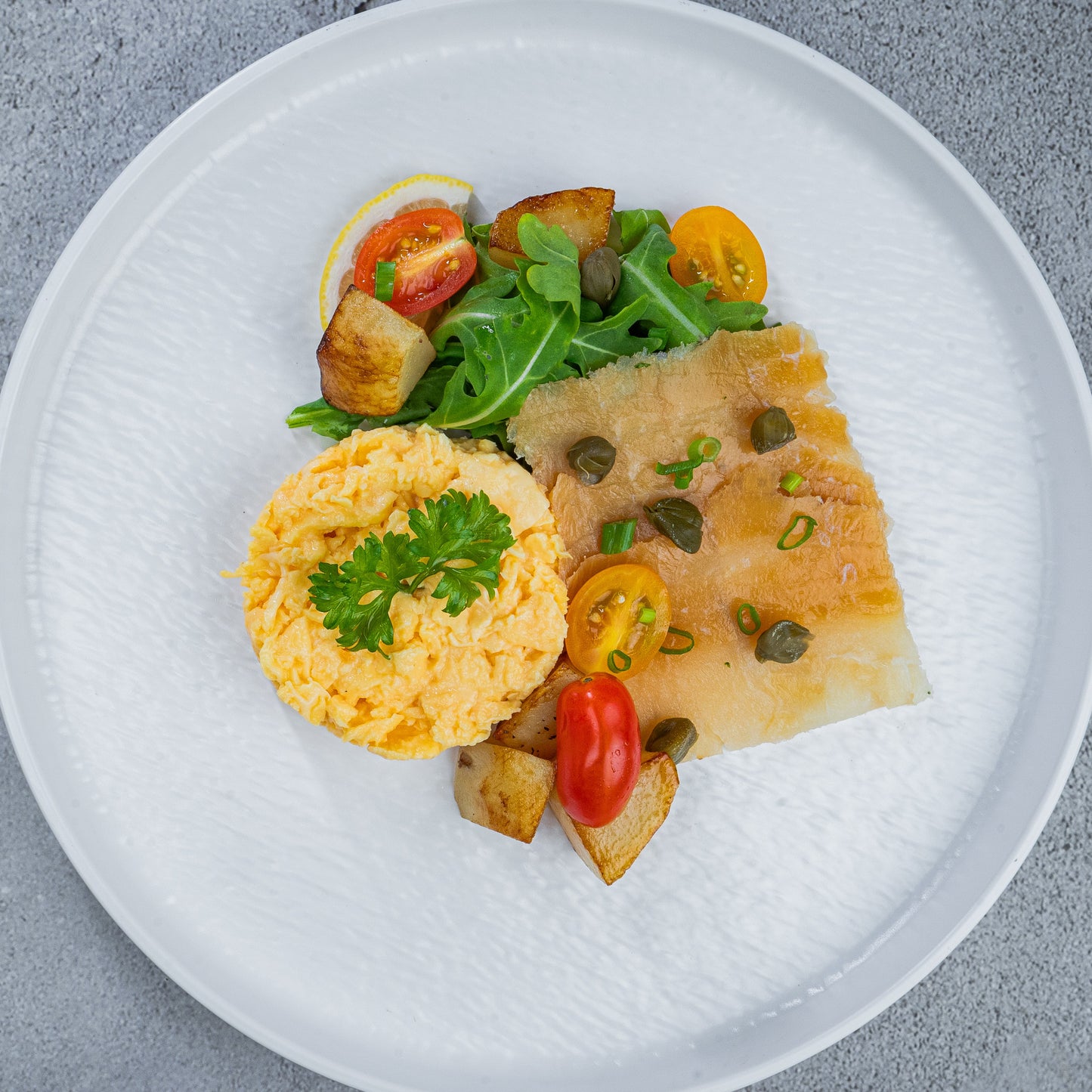 Scrambled Eggs with Smoked Halibut(S)