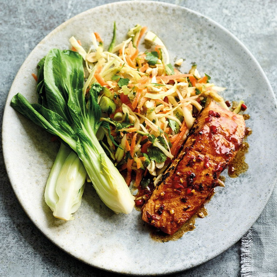 Salmon patty with Spiced Legumes and Rice Pilaf (S)