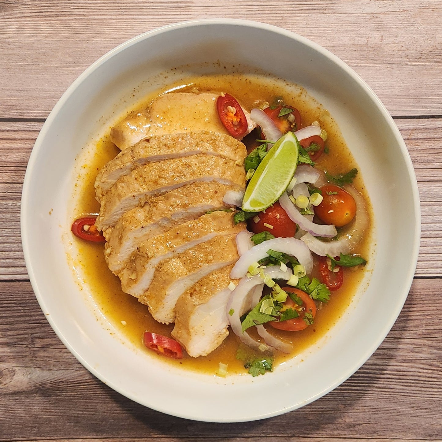 Tom Yum Infused Sous-Vide Chicken