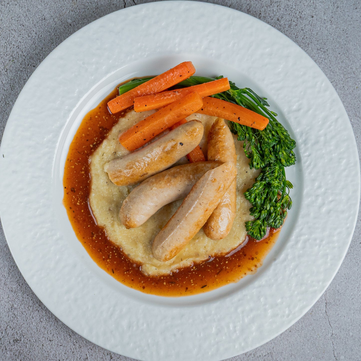 Vegan Bangers 'n' Caramelized Mash(P)