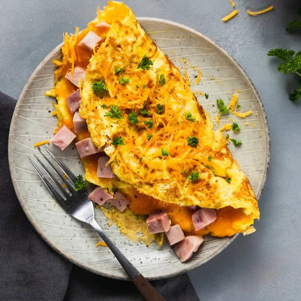 Ham & Cheese Omelet with confetti corn