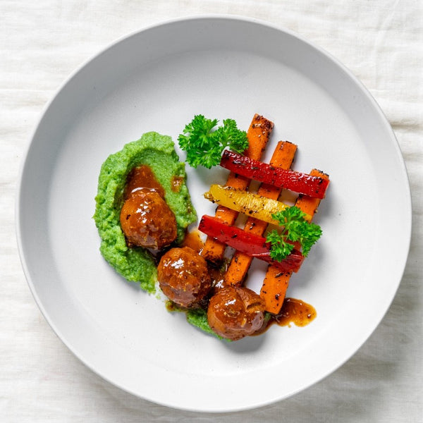 Swedish Plant Balls with Broccoli Mash