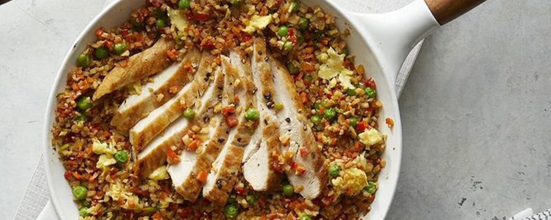 Chicken with Fried Cauliflower Rice