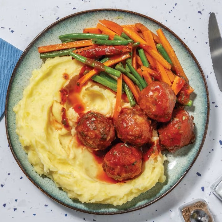 Bourguignon-Style Beef Meatballs with Cauli-potato Mash (B)