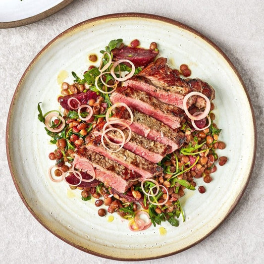 Steak with Charred Beetroot & Braised Lentils(B)