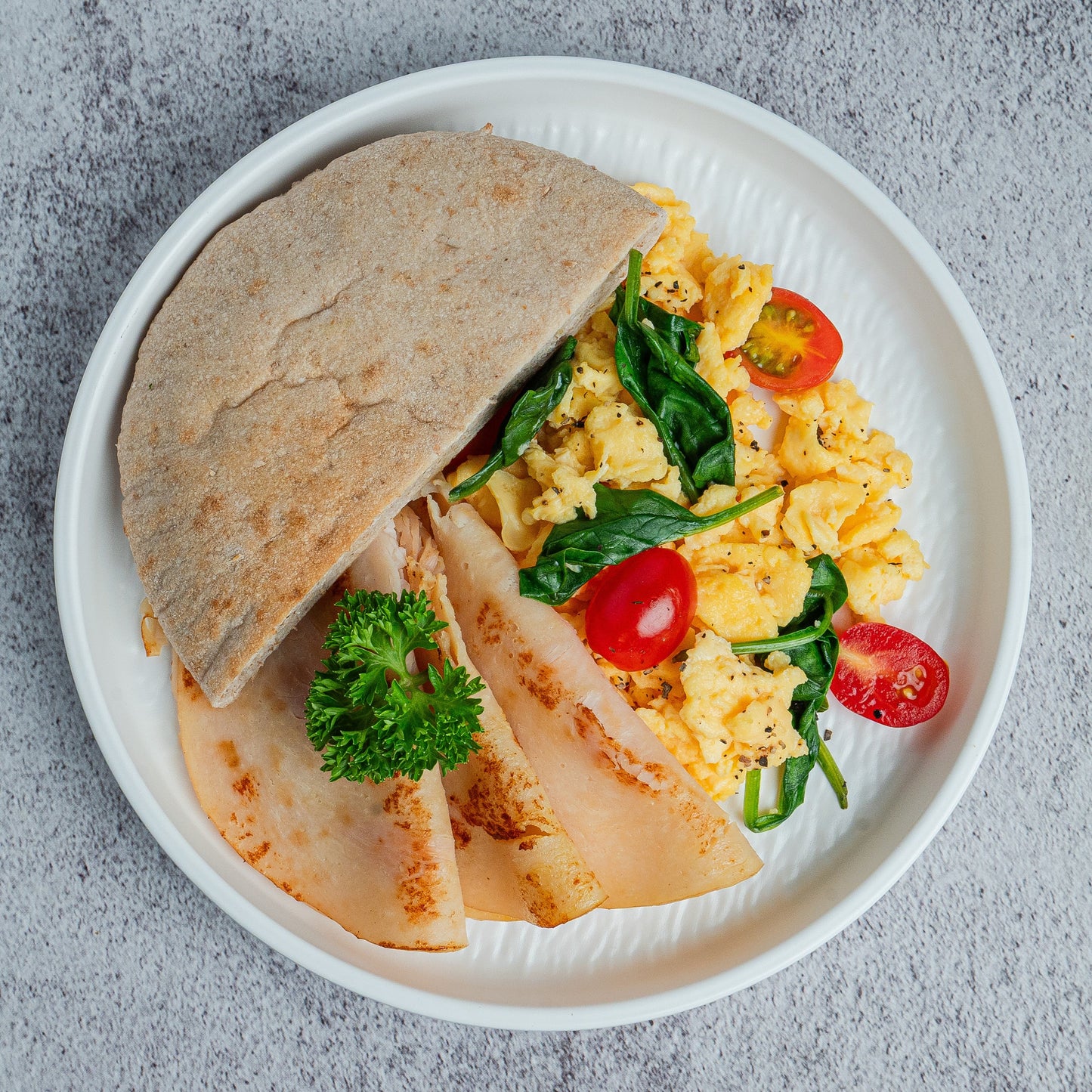 Breakfast Ham and Scrambled Eggs Pita Pocket(B)