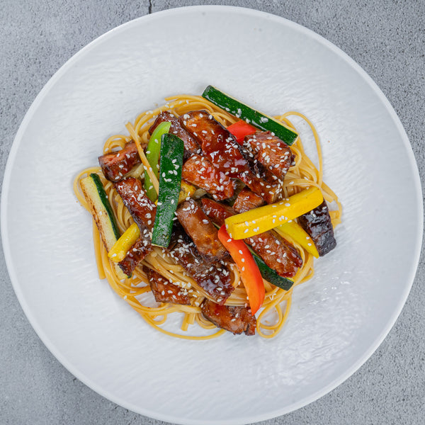 Char Siew Beef with Sautéed Veggies