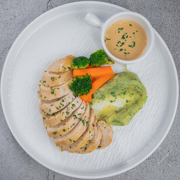 Chicken Mushroom Bacon stew with Green Mash 