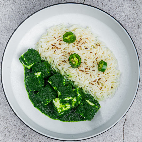 Cottage Cheese Spinach with Cumin Pulao