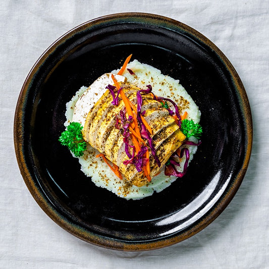 Dukkah Crusted Tofu with Cauliflower Mash (P)