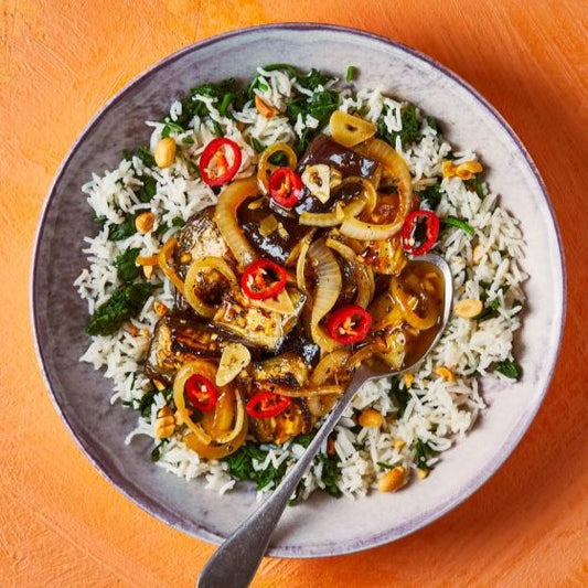 Eggplant Adobo with Peanut Rice(P)