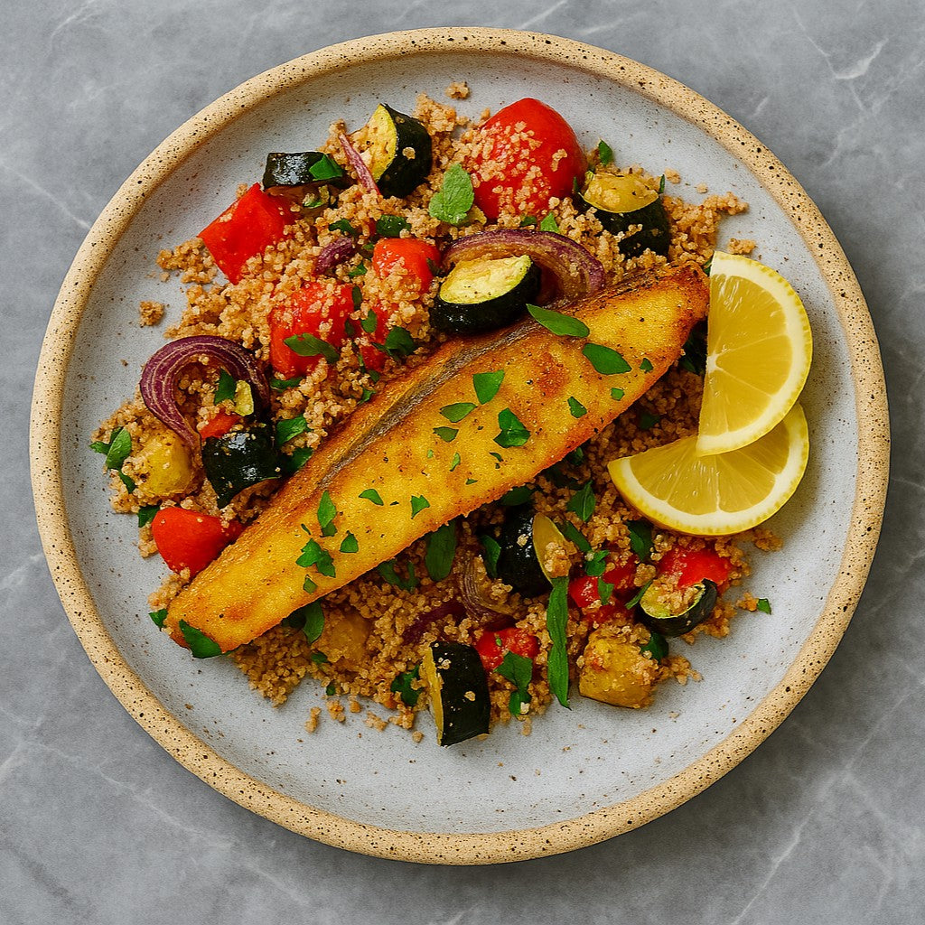Harrisa Baked Salmon with Couscous Pilaf (S)