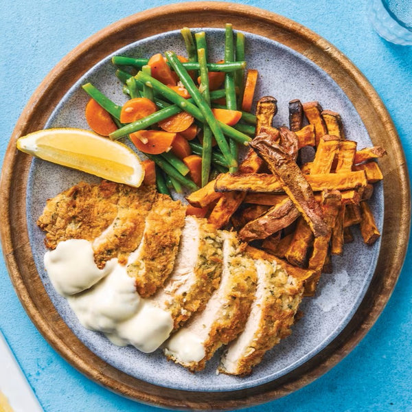 Herb Crusted Chicken with baked Sweet Potato Wedges(B)