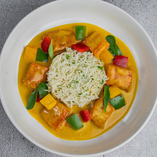 Kerala coconut Fish curry with cilantro rice