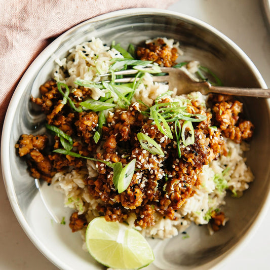 Korean BBQ Chickpea Tempeh with Coconut Rice(P)