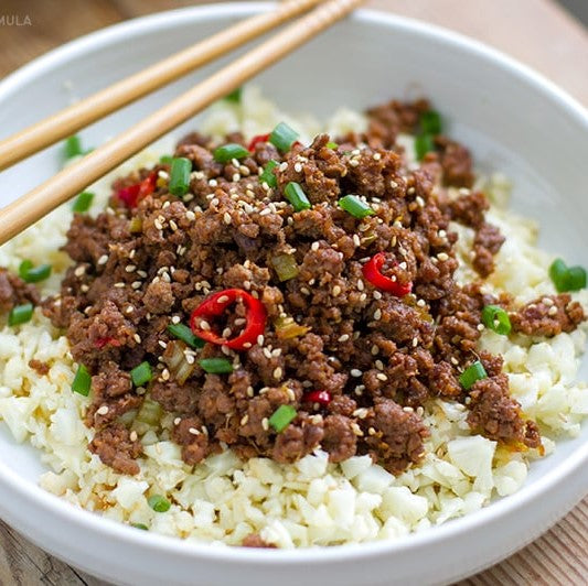 Korean Beef Bowl over cauliflower rice(B)