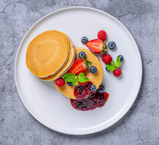 Protein Pancakes with wild berries and boiled egg(S)