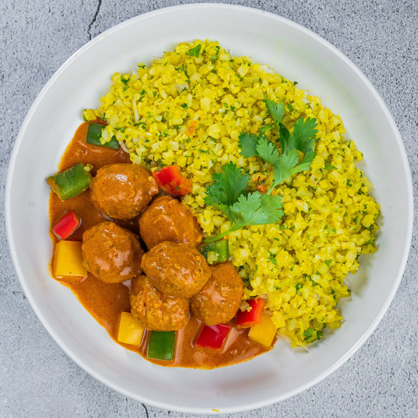 Quorn Kofta Curry with Cauliflower Rice Biryani (P)