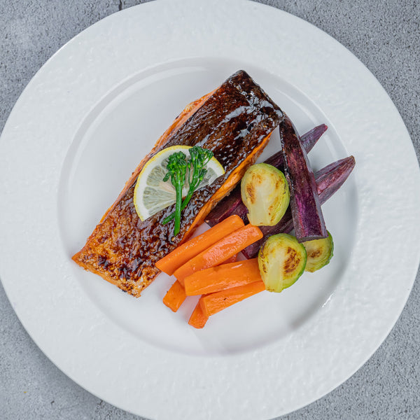 Roasted Salmon with Maple Glazed Winter Vegetables