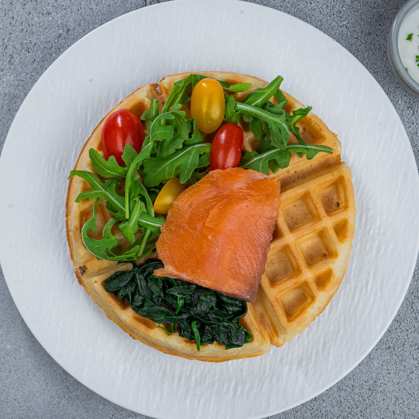 Savoury Zucchini Waffles with Smoked Salmon(S)