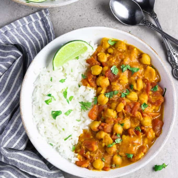 Soya Chunk Chickpea Curry(P)