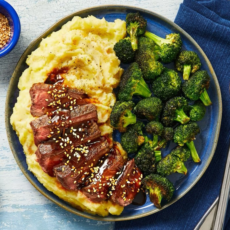 Teriyaki Beef Loin Steak with Miso Mash & Garlic  Broccoli(B)