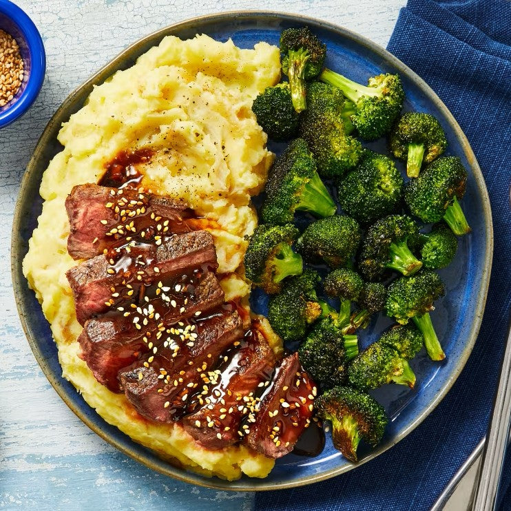 Teriyaki Beef Loin Steak with Miso Mash & Garlic  Broccoli(S)