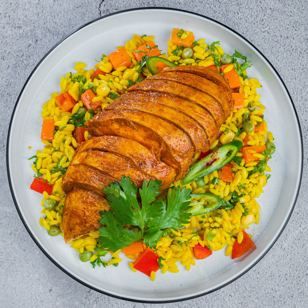 Tunisian spiced Chicken with Golden Rice Pilaf