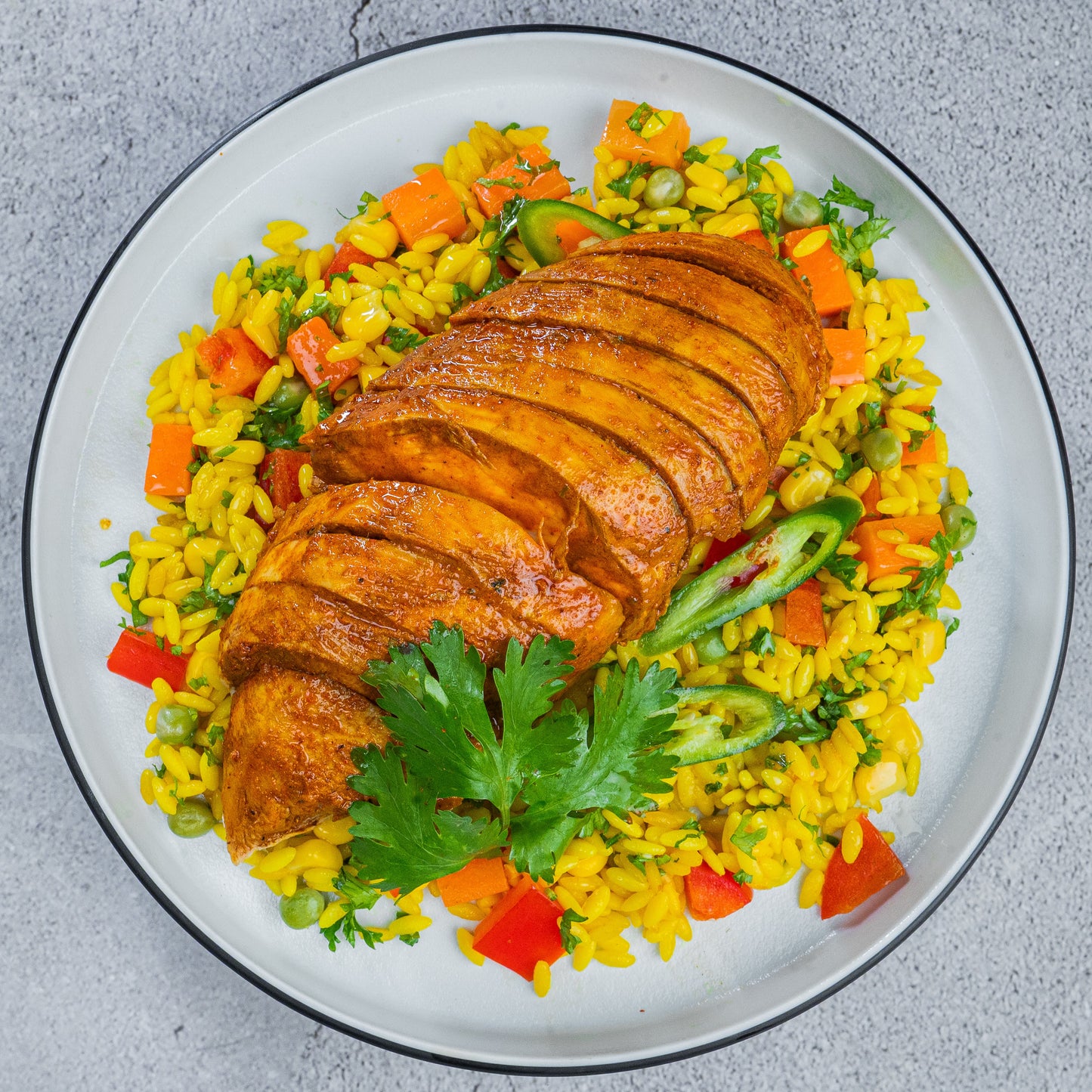 Tunisian spiced Chicken with Golden Rice Pilaf(S)