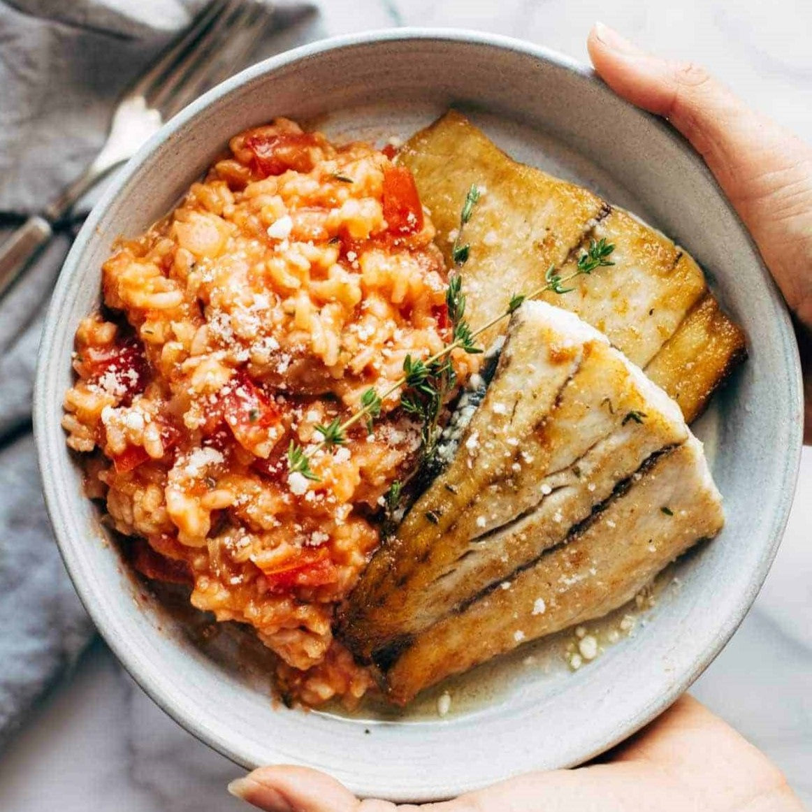 Crispy Barramundi Fillet with Tomato Barley Risotto(S)