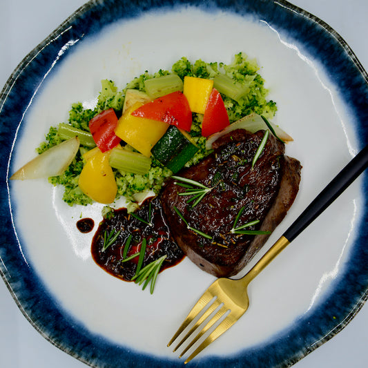 Beef Tenderloin with Broccoli Rice and Seasonal Veggies (B)