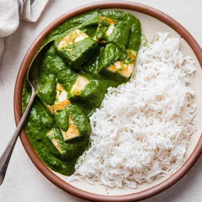 Cottage Cheese Spinach with Cumin Pulao(P)