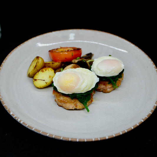 Breakfast Chicken Patty with Poached Eggs(S)