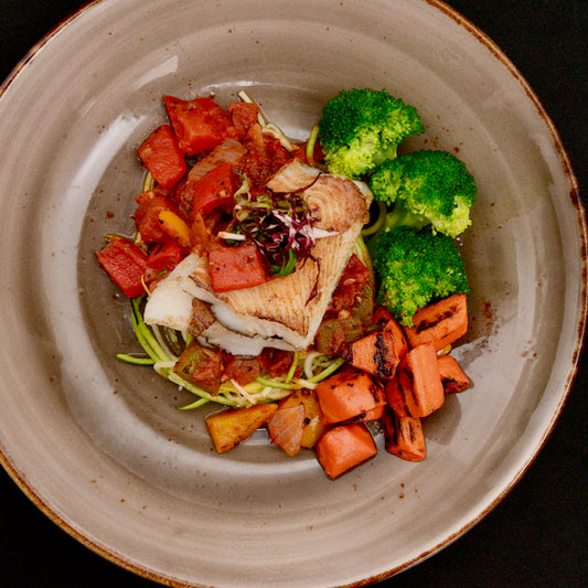 Halibut Fillet with Pepperonata Zoodles(S)