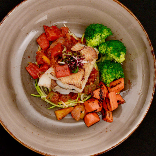 Halibut Fillet with Pepperonata Zoodles(B)