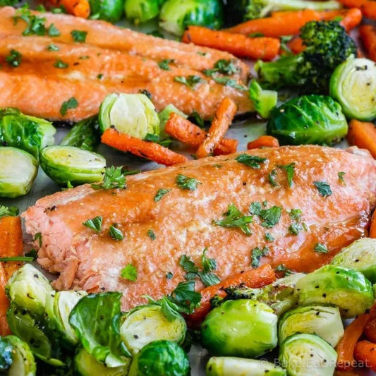 Roasted Salmon with Maple Glazed Winter Vegetables(S)