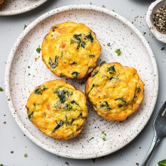 Muffin-Tin Ham cheese Omelet with sautéed veggies(B)