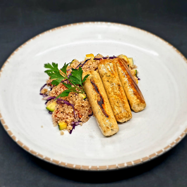 Quorn Breakfast Sausages with Cous Cous Pilaf(P)