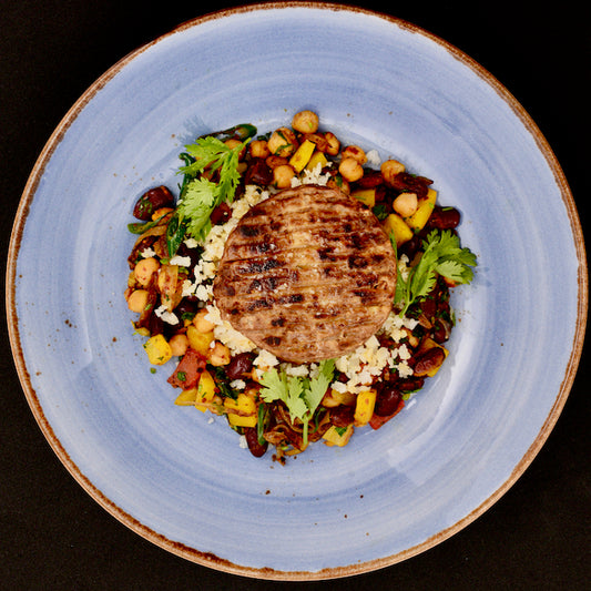 Quorn Patty with Spiced Legumes and Rice Pilaf(P)