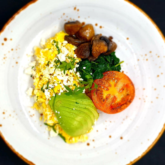 Scrambled Egg with Avocado & Feta Cheese(B)