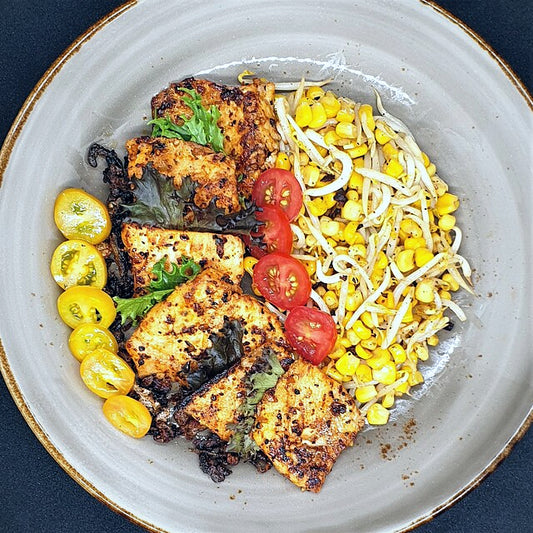 Spicy Sriracha Salmon with Sautéed Corn(S)