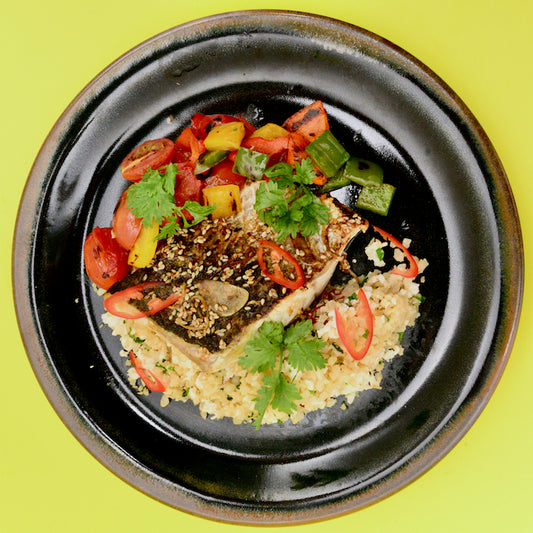 Soy Sesame Seabass with Cauliflower Fried Rice(S)